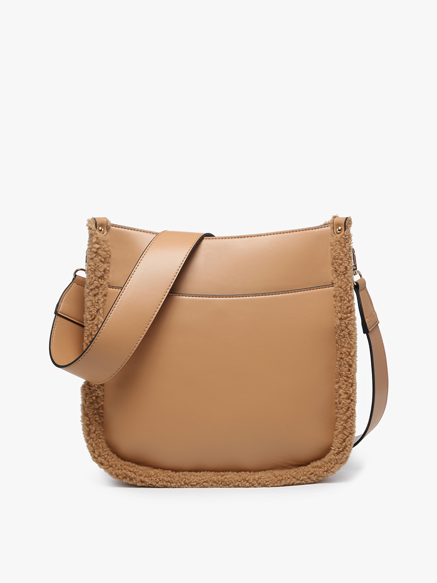 Chloe Teddy Trim Crossbody with Guitar Strap | M1977TED : Blush