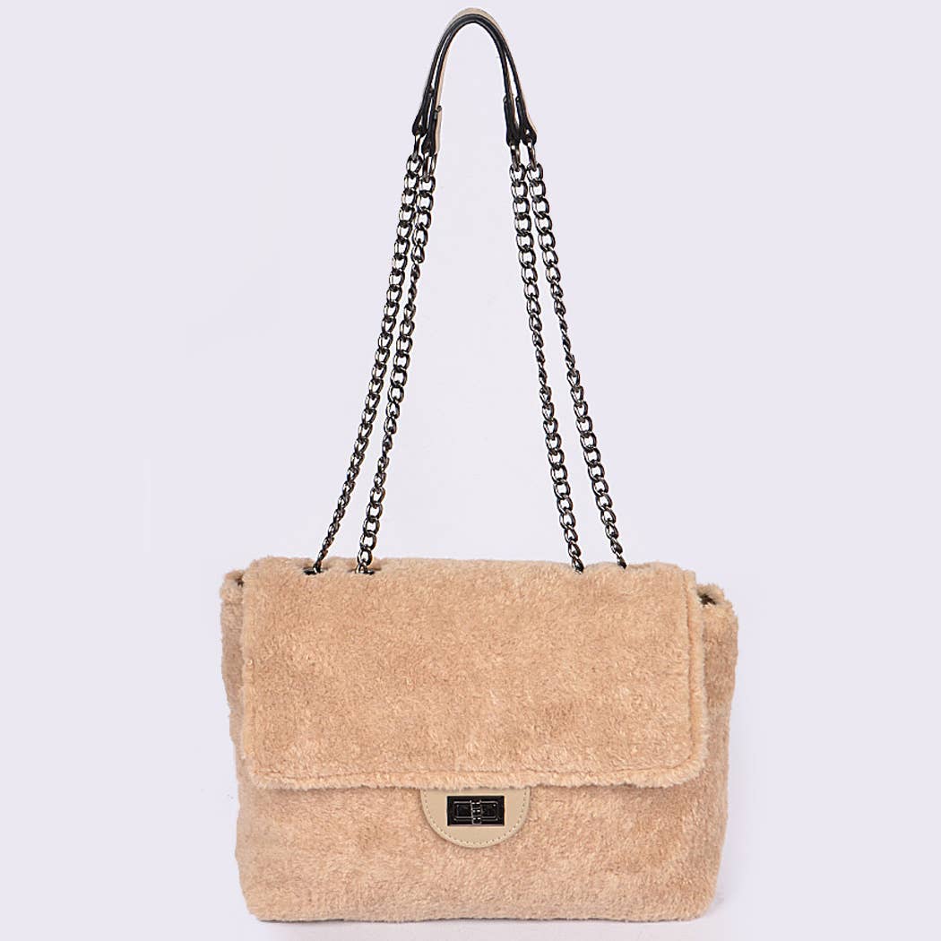 Faux Fur Clutch: Dark Pink