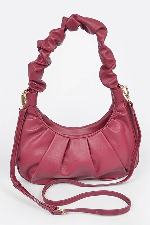 Pleated Simple Shoulder Bag: Pink