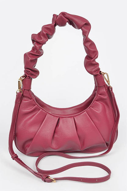 Pleated Simple Shoulder Bag: Pink