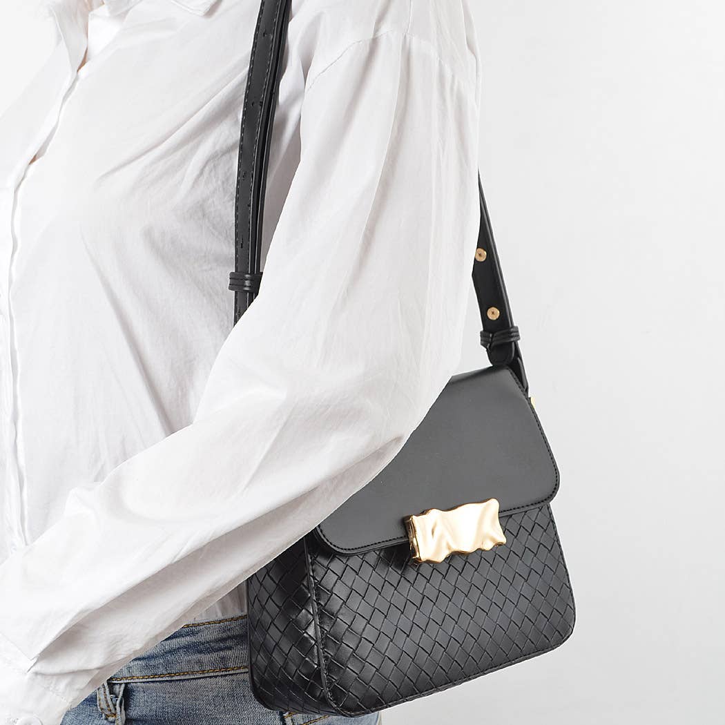 Faux Leather Crossbody Bag: Purple