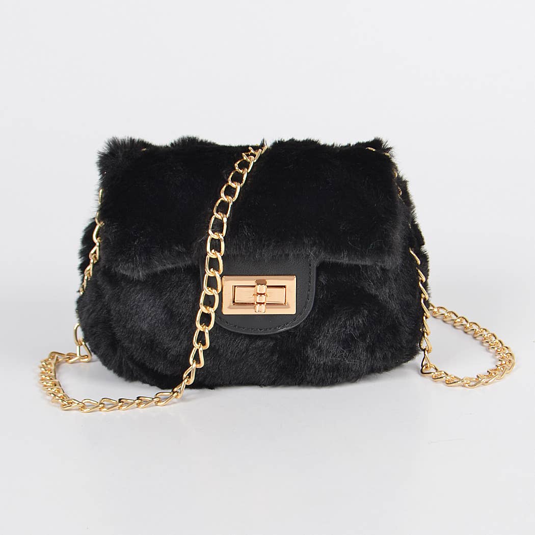 Faux Fur Mini Bag: Green