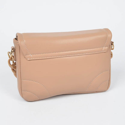 Faux Leather Chain Flap Bag: Red