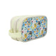 Floral Print Dual Compartment Cream Toiletry Cosmetic Kit