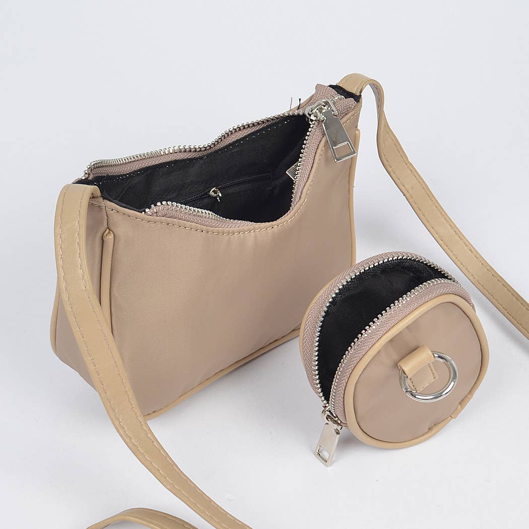 Women's Nylon Zip Crossbody Clutch with Mini Bag: COB