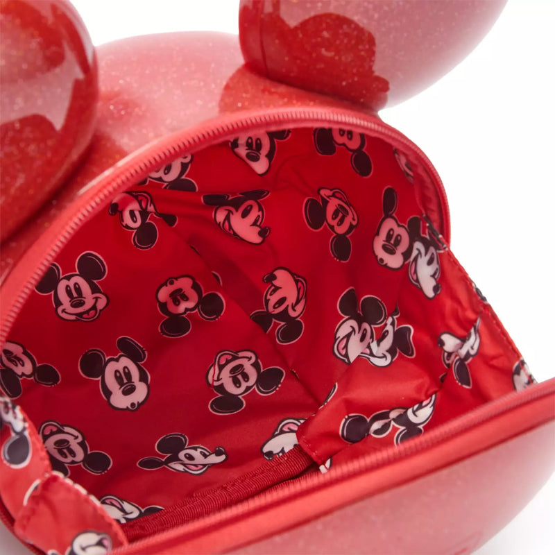 Red bag with Mickey Mouse pattern on a white background