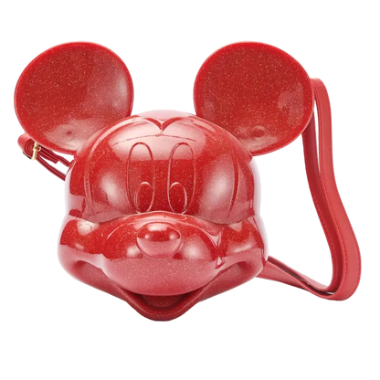 Red Minnie Mouse head-shaped bag with ears on a white background