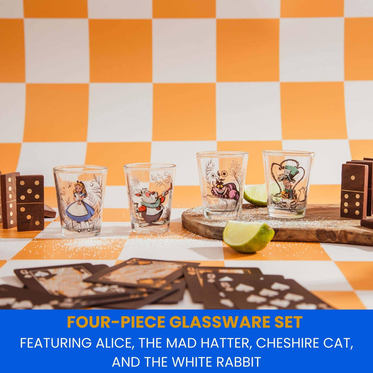 Alice in Wonderland 4 Piece 1.5oz Mini Glass Set