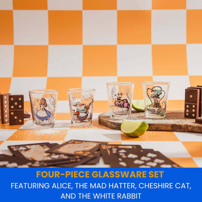 Alice in Wonderland 4 Piece 1.5oz Mini Glass Set