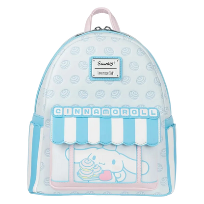 Light blue backpack with Cinnamoroll design on a white background