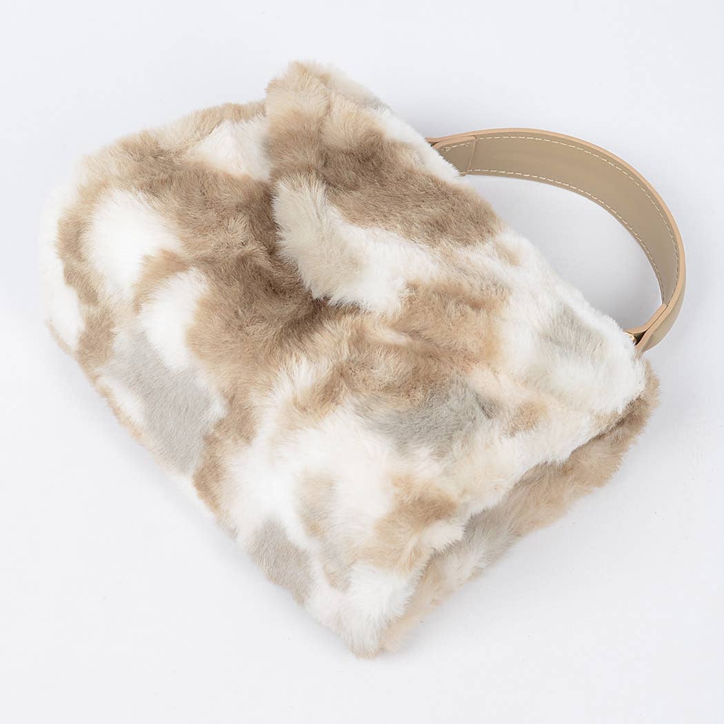 Tie Dye Fur Flap Bag: Blue