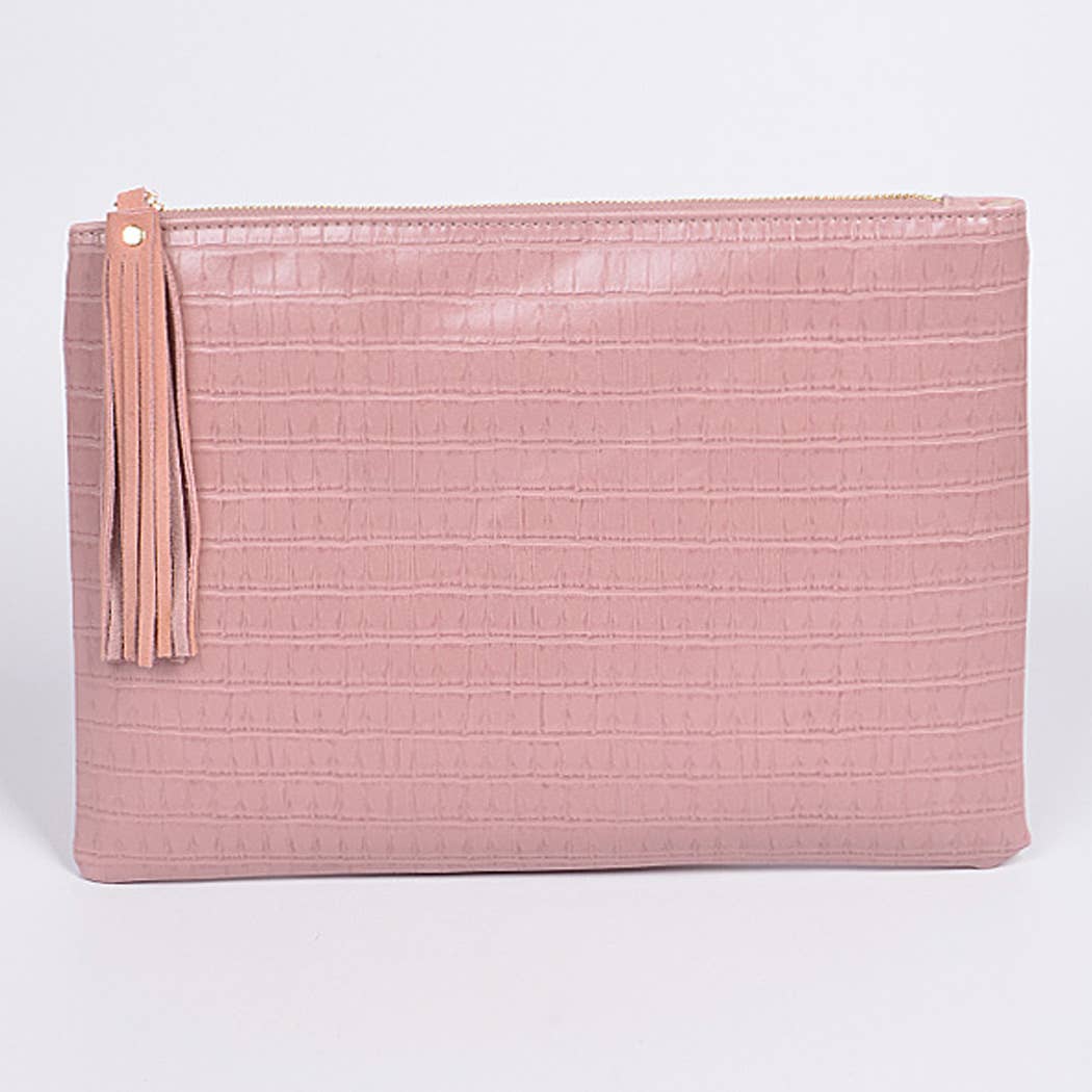 Shine Leather Clutch: Grey