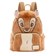 A plush character backpack designed to look like a brown animal face, featuring large embroidered eyes, pink inner ears, a cream-colored belly patch, and tan shoulder straps, shown on a plain white background.