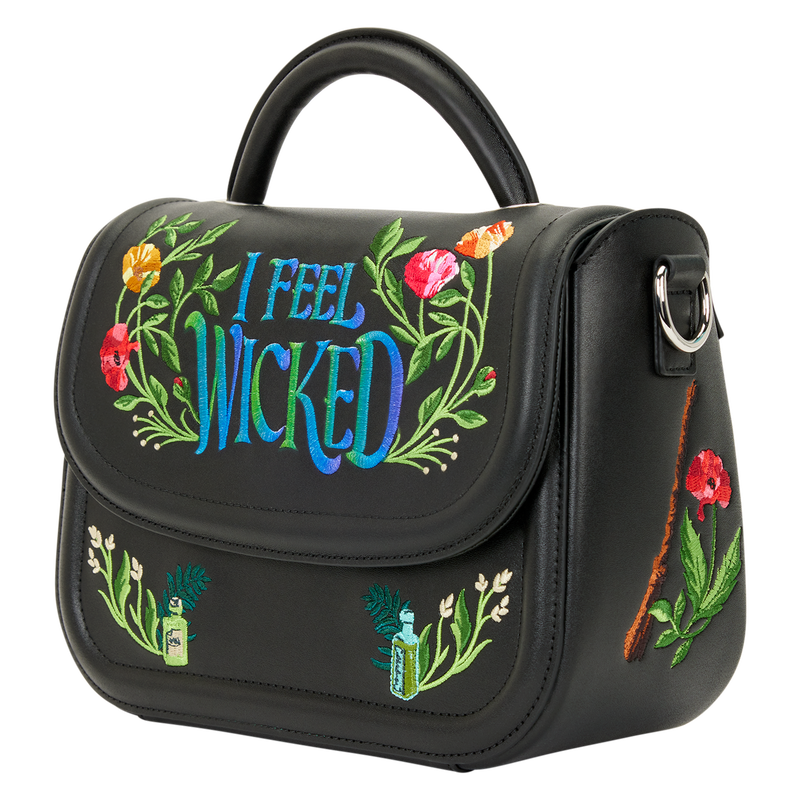Loungefly Wicked For Good I Feel Wicked Floral Embroidered Crossbody Bag