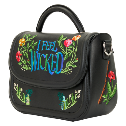 Loungefly Wicked For Good I Feel Wicked Floral Embroidered Crossbody Bag