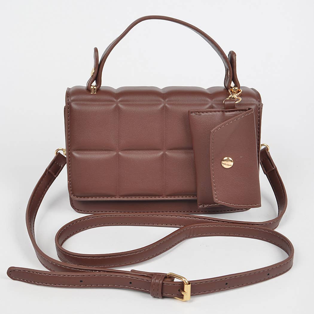 Quilted Top Handle Bag: Teal