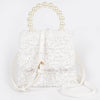 Pearl Handle Fur Clutch: White