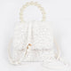 Pearl Handle Fur Clutch: White