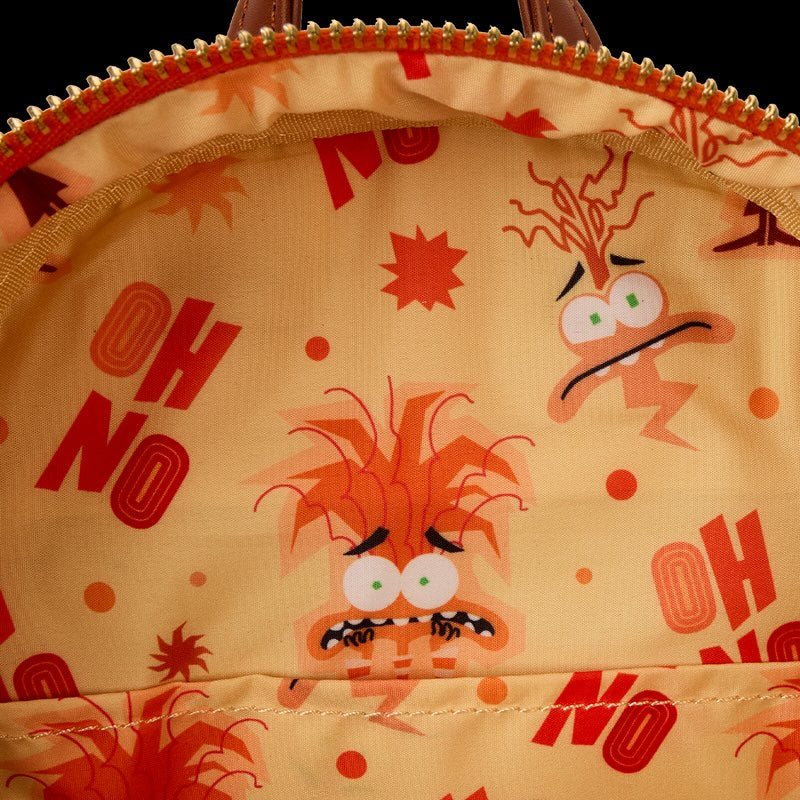 Close-up of a bag with cartoonish character and 'OH NO' text on a yellow background