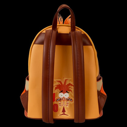 Backpack with cartoon character design on a black background