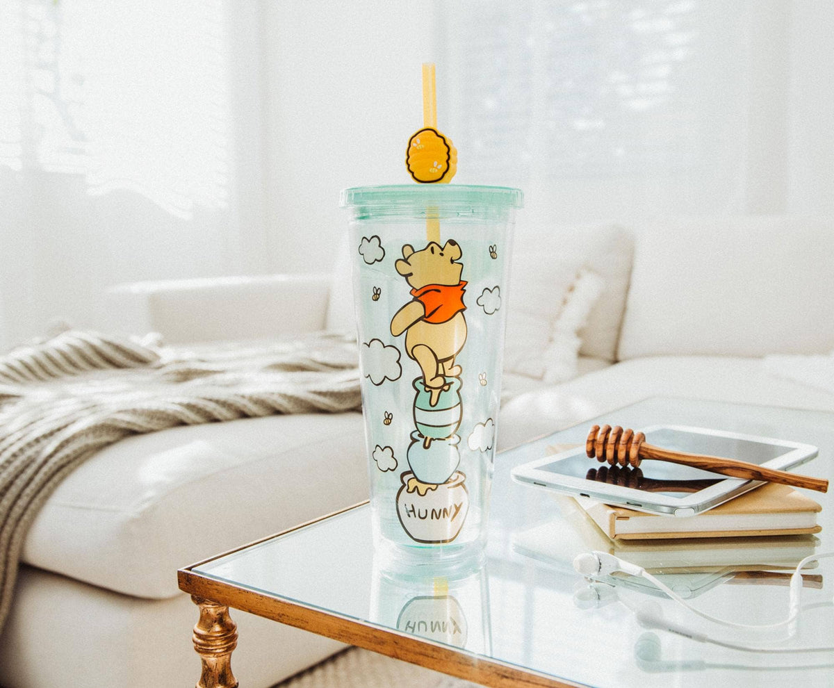 Winnie the Pooh Honey Cold Cup with Lid and Straw