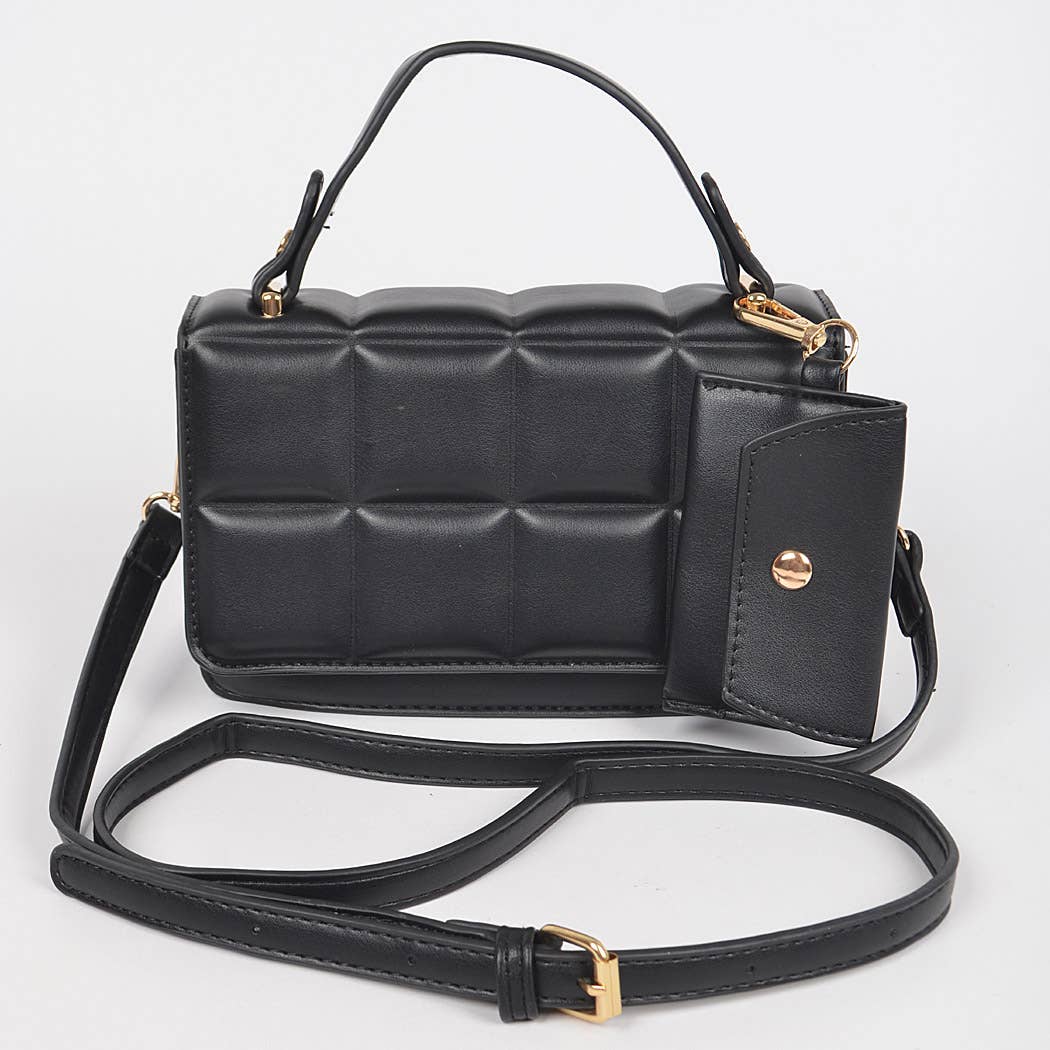 Quilted Top Handle Bag: Teal