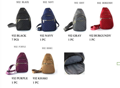 Sleek Quilted Nylon Sling Bag - Multi-Pocket Chest Pack