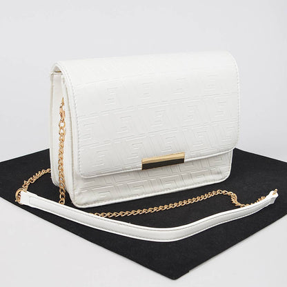 Embossed Faux Leather Flap Bag: Camel