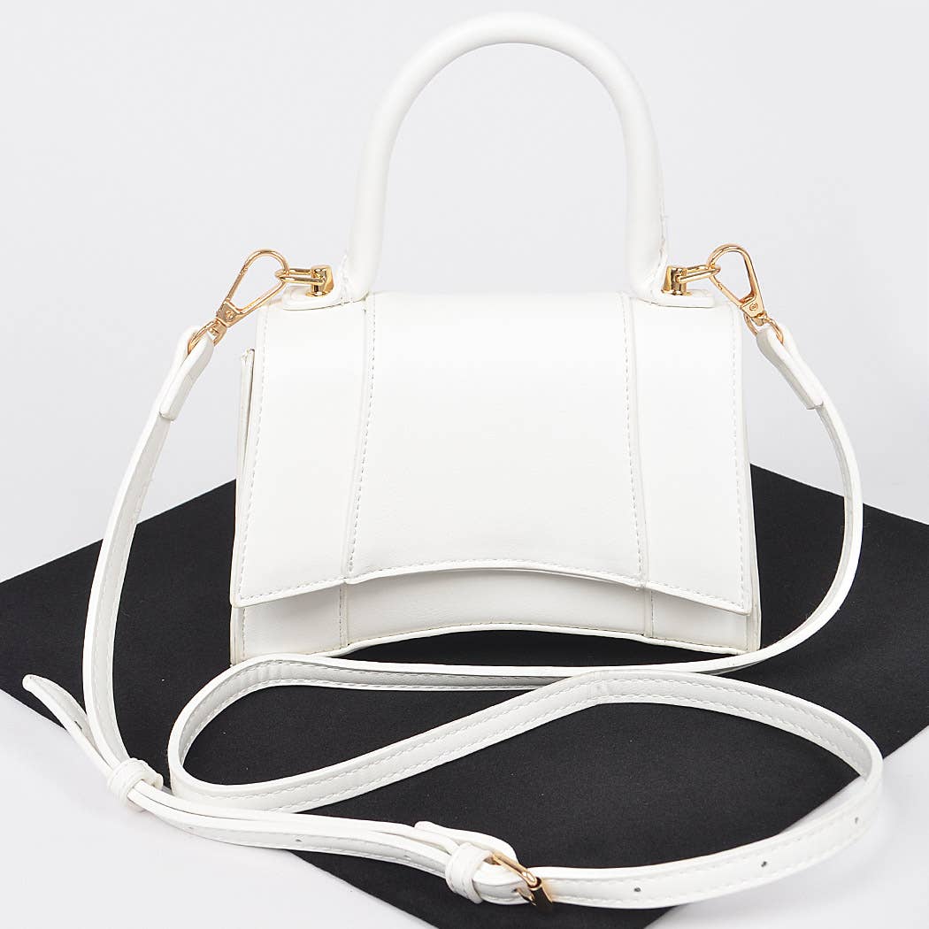 Faux Leather Top Handle Bag: Lavender