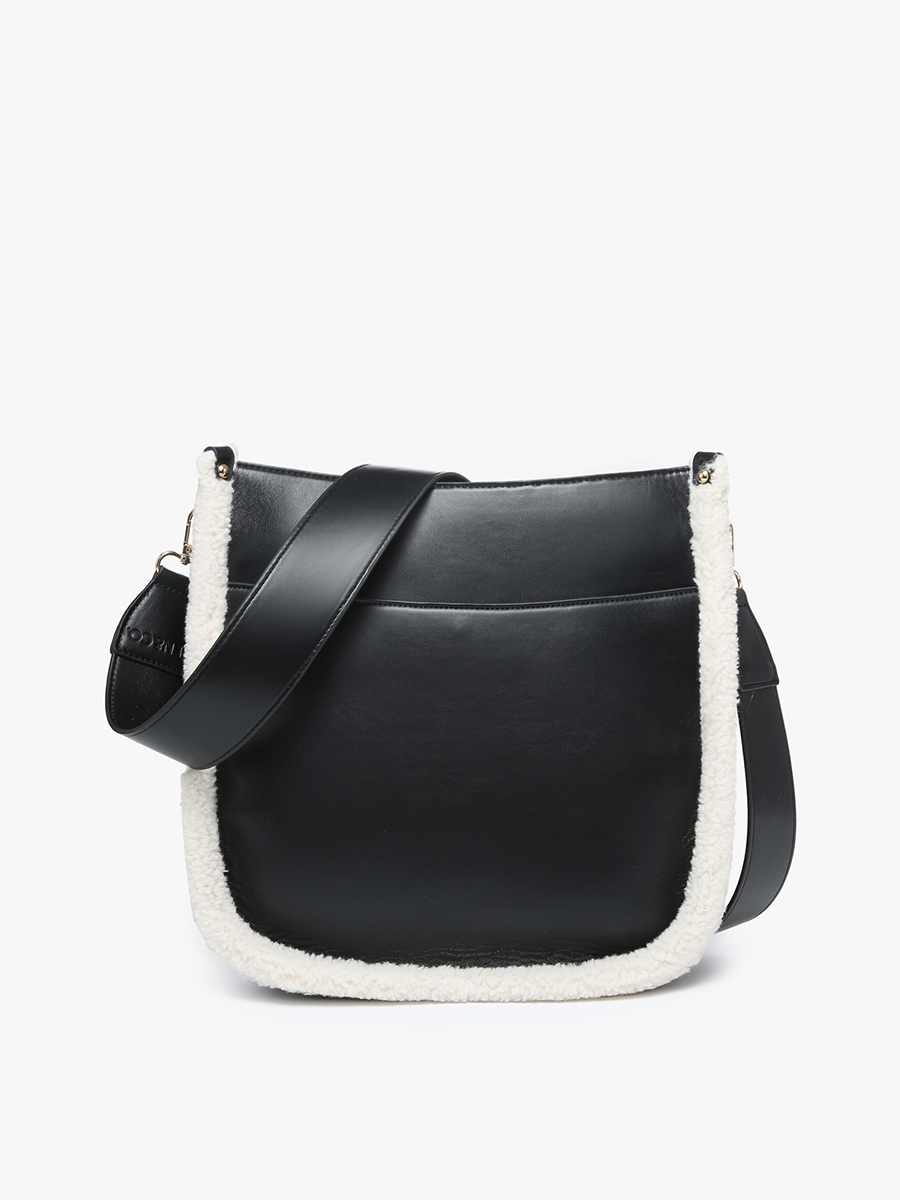 Chloe Teddy Trim Crossbody with Guitar Strap | M1977TED : Blush