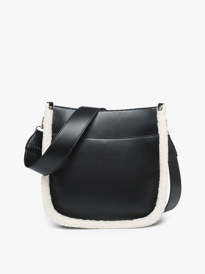Chloe Teddy Trim Crossbody with Guitar Strap | M1977TED : Brown/Brown