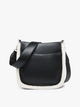 Chloe Teddy Trim Crossbody with Guitar Strap | M1977TED : Black/Beige