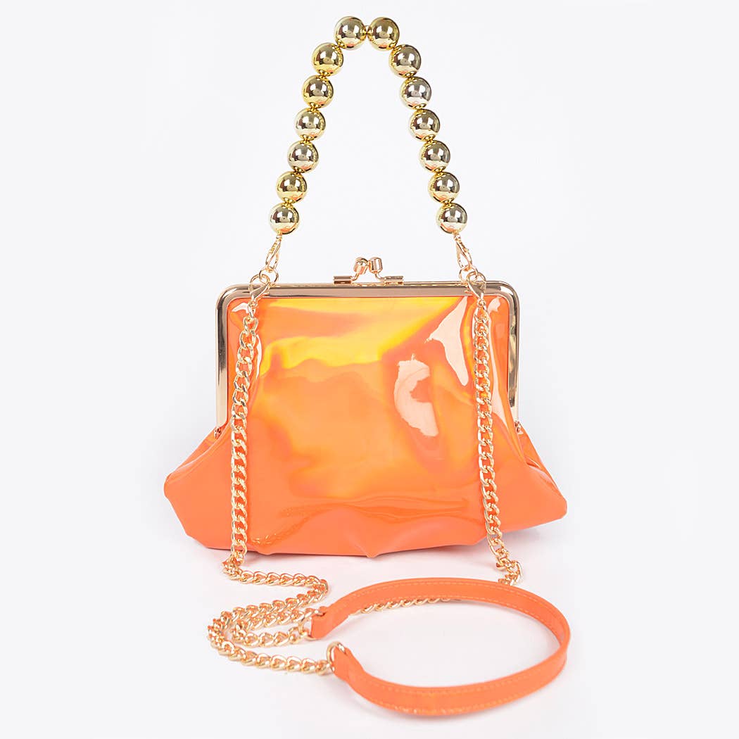 Mirror Metallic Ball Chain Frame Bag: Green