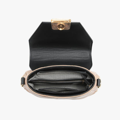 Ollie Quilted Crossbody Bag – Chain Strap | M2405 : Black/Grey