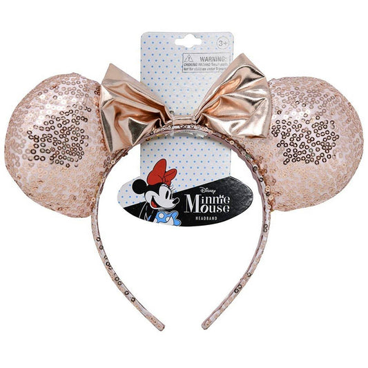 MINNIE ROSE GOLD SEQUIN EAR HEADBAND W BOW, MRGSE: -