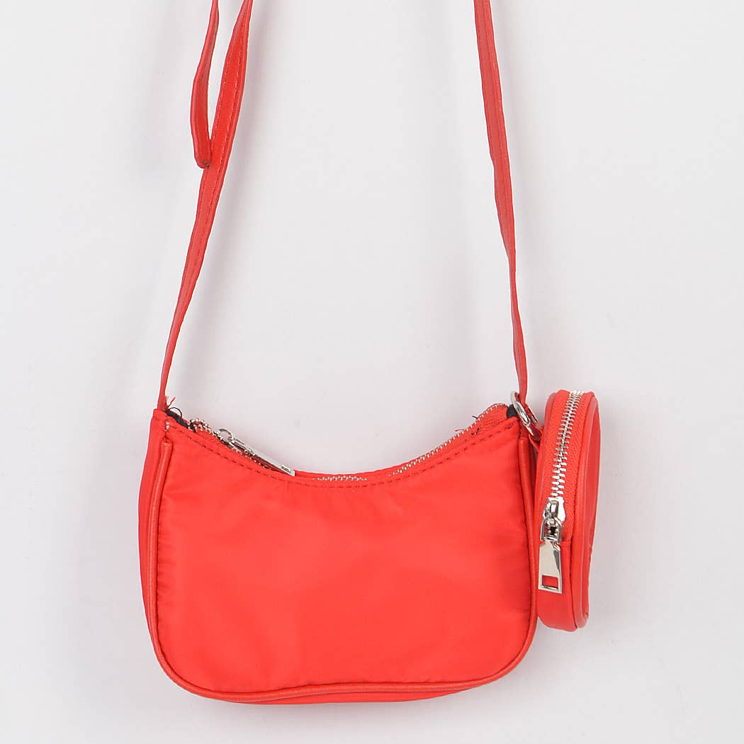 Women's Nylon Zip Crossbody Clutch with Mini Bag: COB
