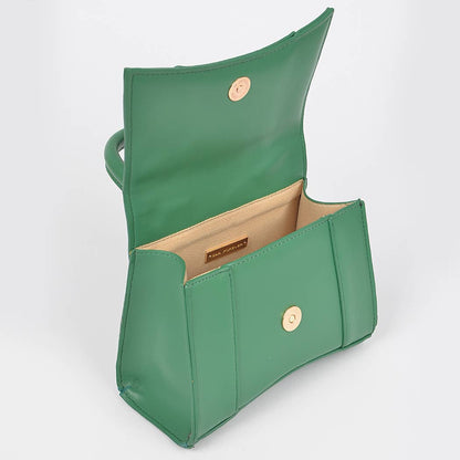 Faux Leather Top Handle Bag: Lavender