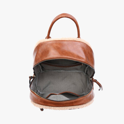 Sherpa Trim Backpack – Front Pocket Vegan Bag | BP2420 : Black