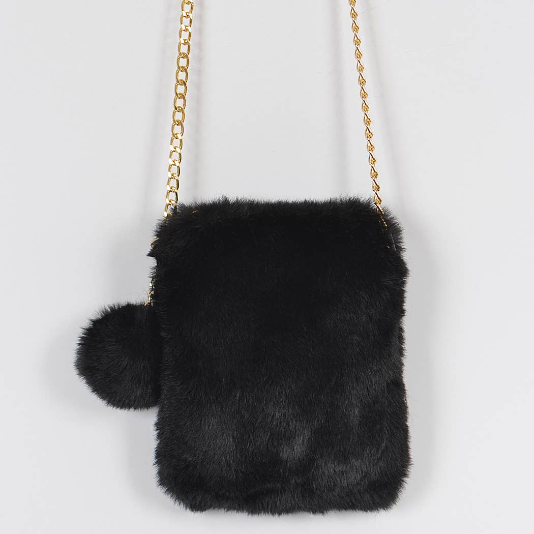 Faux Fur Cellphone Bag: Mustard