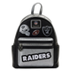 Backpack with Oakland Raiders logos and branding on a white background