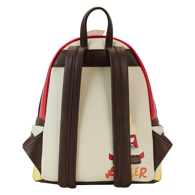 Backpack with visible brand logo on a white background