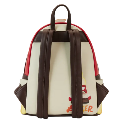 Backpack with visible brand logo on a white background