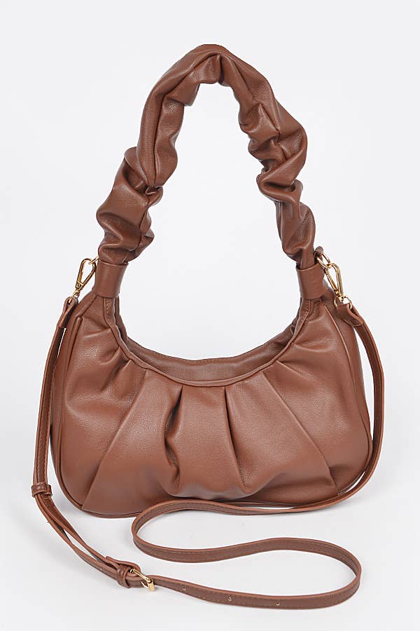 Pleated Simple Shoulder Bag: Pink