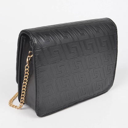 Embossed Faux Leather Flap Bag: Camel