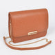 Embossed Faux Leather Flap Bag: Camel