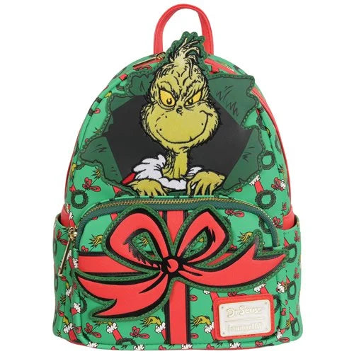 Loungefly How the Grinch Stole Christmas Grinch Christmas Present Mini Backpack - Limited Edition Exclusive