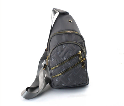 Polished Nylon Sling Bag - Sleek Multi-Pocket Chest Pack