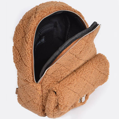 Fluffy Flap Zipper Backpack: High Green