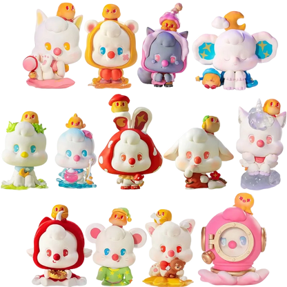 Collection of colorful cartoon-like figurines on a white background