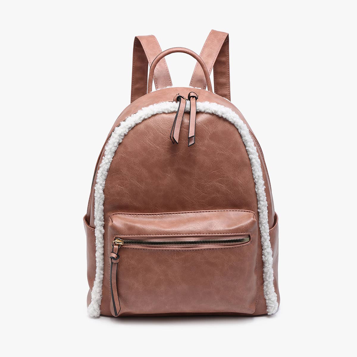 Sherpa Trim Backpack – Front Pocket Vegan Bag | BP2420 : Black